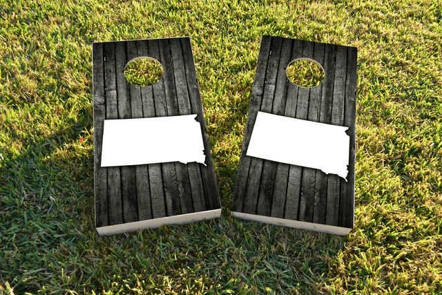 Wood Slat State South Dakota Themed Custom Cornhole Board Design