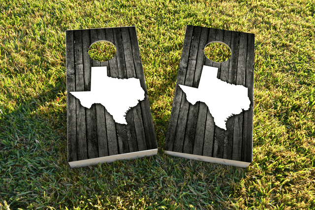 Wood Slat State (Texas) Themed Custom Cornhole Board Design