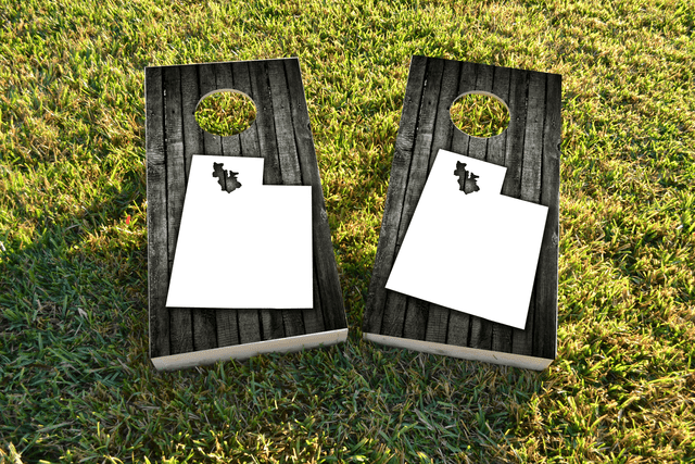 Wood Slat State (Utah) Themed Custom Cornhole Board Design