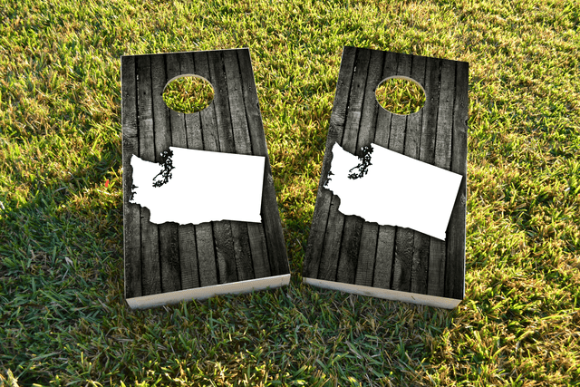 Wood Slat State (Washington) Themed Custom Cornhole Board Design