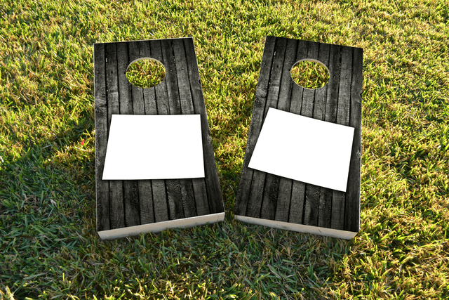 Wood Slat State (Wyoming) Themed Custom Cornhole Board Design