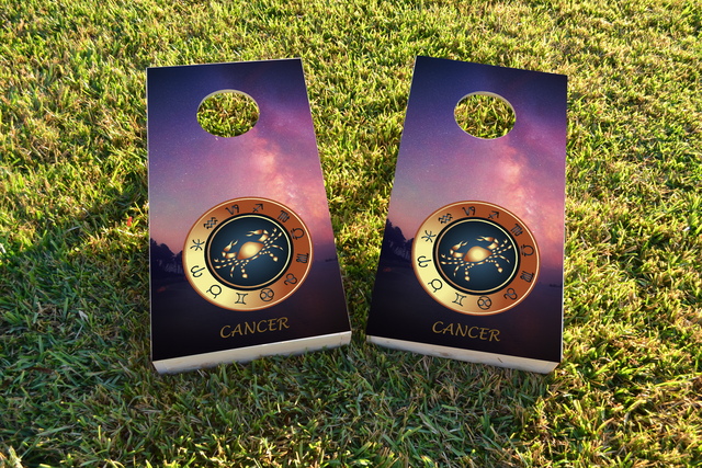 Zodiac Stars (Cancer) Themed Custom Cornhole Board Design