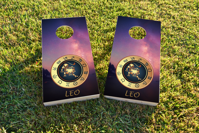 Zodiac Stars (Leo) Themed Custom Cornhole Board Design