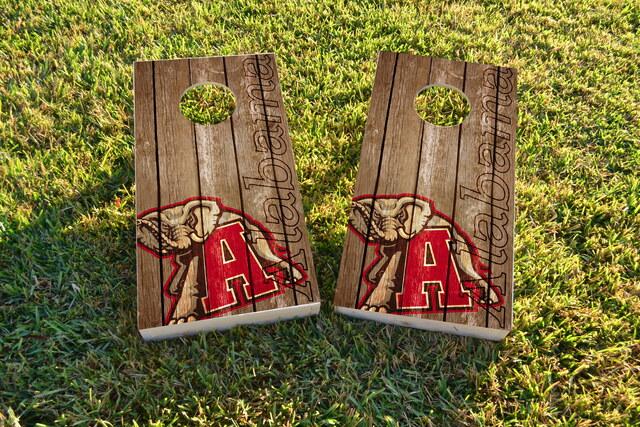 NCAA Wood Slat (Alabama Crimson Tide) Themed Custom Cornhole Board Design