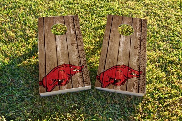 NCAA Wood Slat (Arkansas Razorbacks) Themed Custom Cornhole Board Design