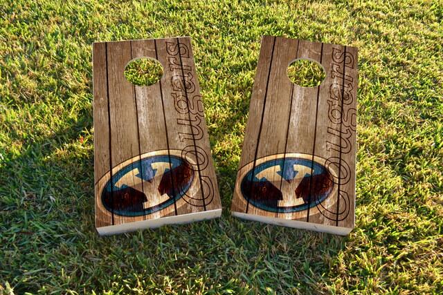 NCAA Wood Slat (BYU Cougars) Themed Custom Cornhole Board Design