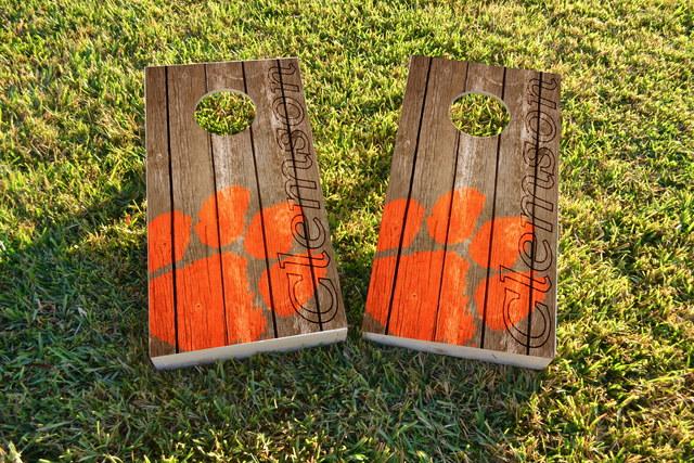 NCAA Wood Slat (Clemson Tigers) Themed Custom Cornhole Board Design