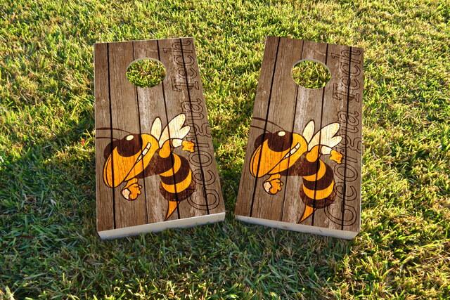 NCAA Wood Slat (Georgia Tech Yellow Jackets) Themed Custom Cornhole Board Design
