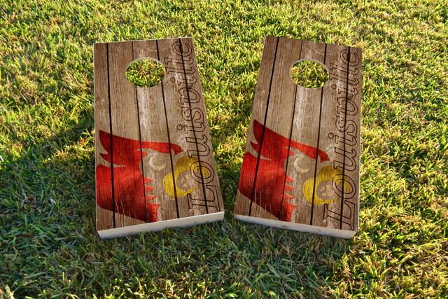 NCAA Wood Slat (Louisville Cardinals) Themed Custom Cornhole Board Design