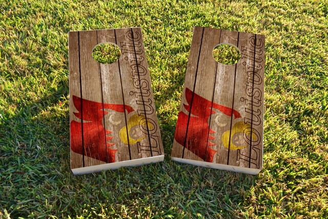 NCAA Wood Slat (Louisville Cardinals) Themed Custom Cornhole Board Design