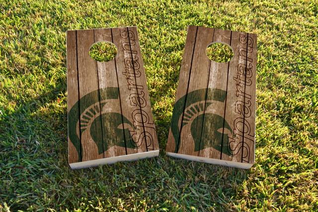 NCAA Wood Slat (Michigan State Spartans) Themed Custom Cornhole Board Design