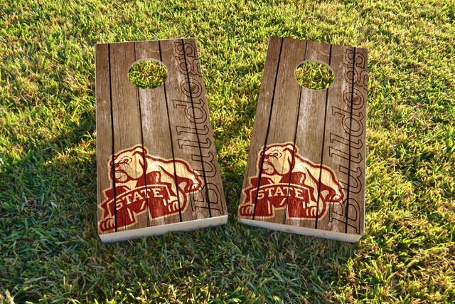 NCAA Wood Slat (Mississippi State Bulldogs) Themed Custom Cornhole Board Design