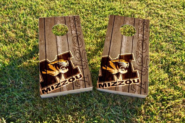 NCAA Wood Slat (Missouri Tigers) Themed Custom Cornhole Board Design