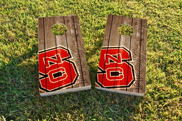 NCAA Wood Slat (NC State Wolfpack) Themed Custom Cornhole Board Design