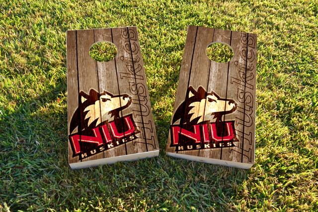 NCAA Wood Slat (Northern Illinois Huskies) Themed Custom Cornhole Board Design