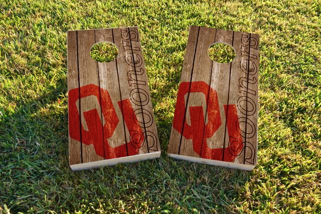 NCAA Wood Slat (Oklahoma Sooners) Themed Custom Cornhole Board Design