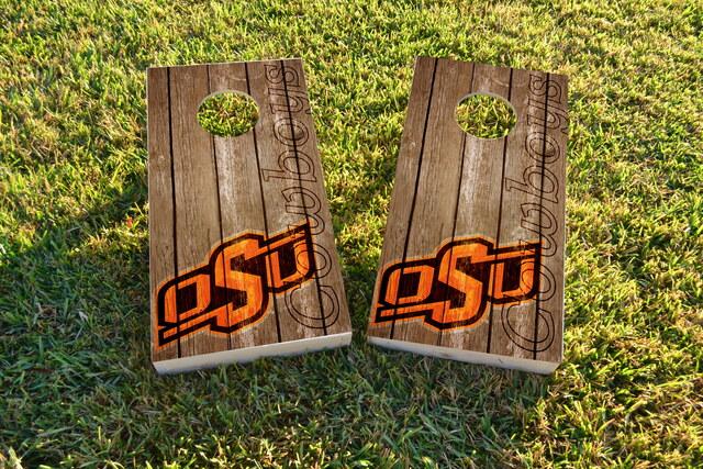 NCAA Wood Slat (Oklahoma State Cowboys) Themed Custom Cornhole Board Design