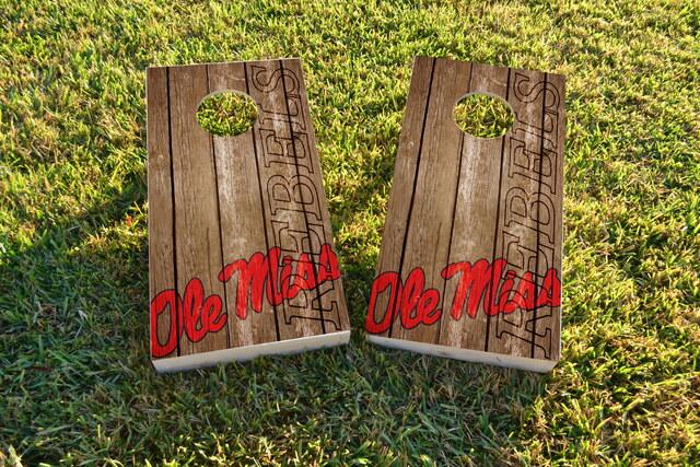 NCAA Wood Slat (Ole Miss Rebels) Themed Custom Cornhole Board Design
