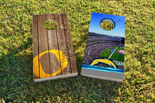 NCAA Wood Slat (Oregon Ducks) Themed Custom Cornhole Board Design