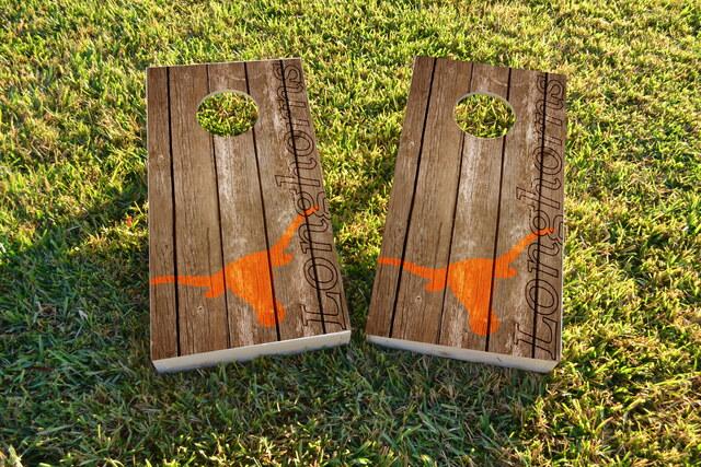 NCAA Wood Slat (Texas Longhorns) Themed Custom Cornhole Board Design