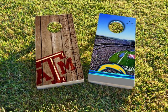 NCAA Wood Slat (Texas A&M) Themed Custom Cornhole Board Design