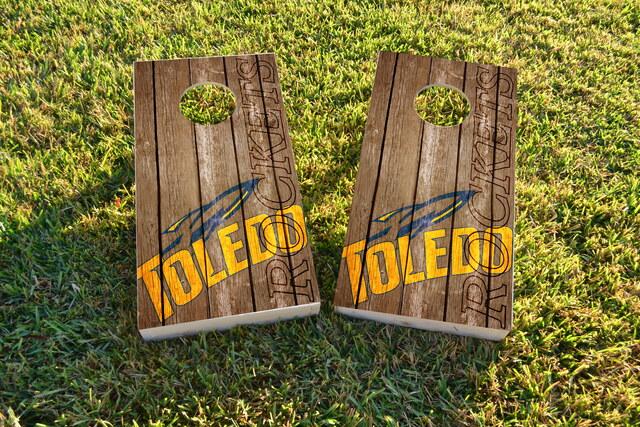 NCAA Wood Slat (Toledo Rockets) Themed Custom Cornhole Board Design