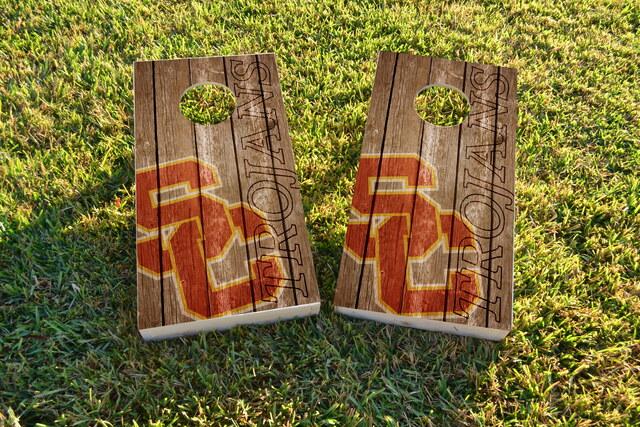 NCAA Wood Slat (USC Trojans) Themed Custom Cornhole Board Design