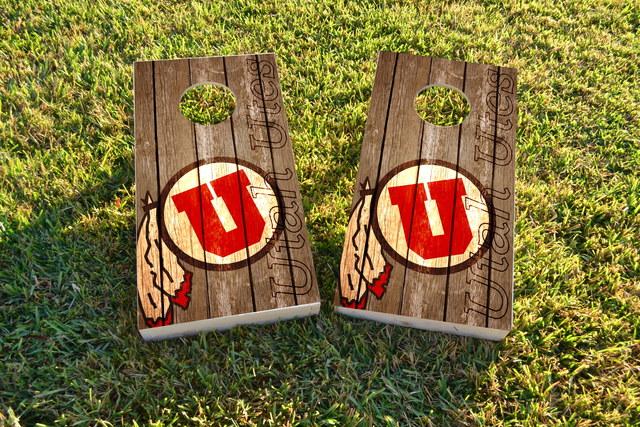 NCAA Wood Slat (Utah Utes) Themed Custom Cornhole Board Design