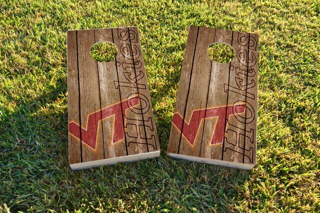 NCAA Wood Slat (Virginia Tech Hokies) Themed Custom Cornhole Board Design