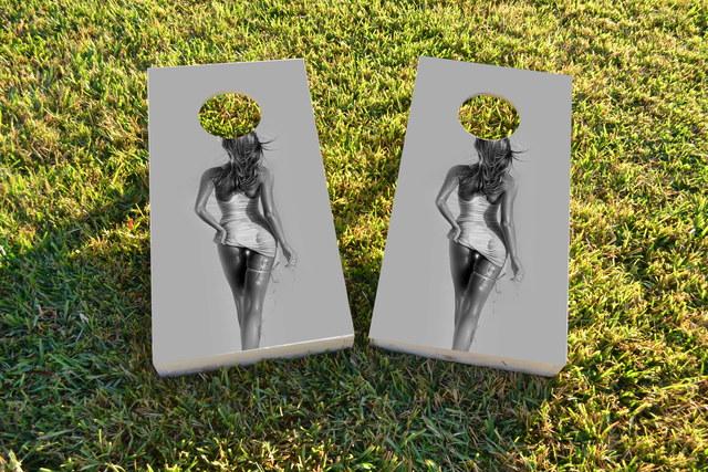 Sexy Model Themed Custom Cornhole Board Design