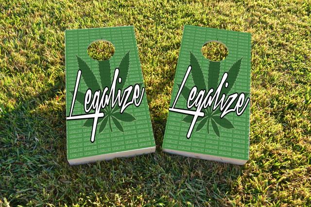 Legalize Marijuana Themed Custom Cornhole Board Design