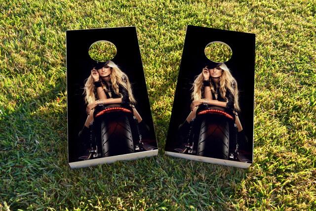 Motorcycle Model Themed Custom Cornhole Board Design