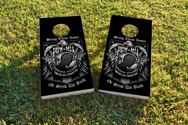 Pow Mia Themed Custom Cornhole Board Design