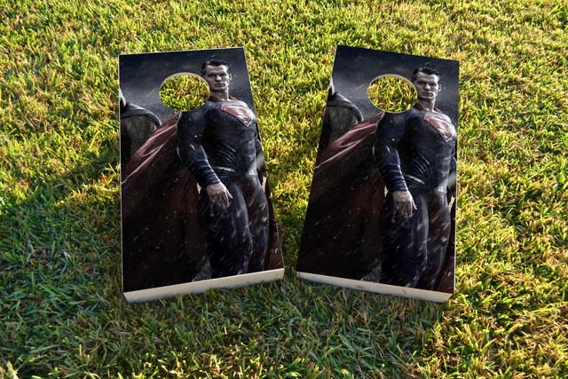 Realistic Superman Themed Custom Cornhole Board Design