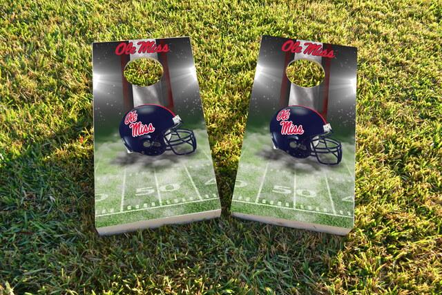 NCAA Field (Ole Miss Rebels) Themed Custom Cornhole Board Design