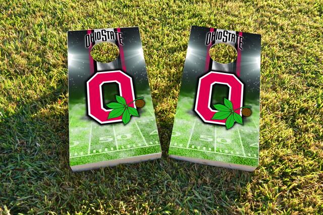 NCAA Field (Ohio State Buckeyes) Themed Custom Cornhole Board Design