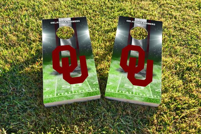 NCAA Field (Oklahoma Sooners) Themed Custom Cornhole Board Design