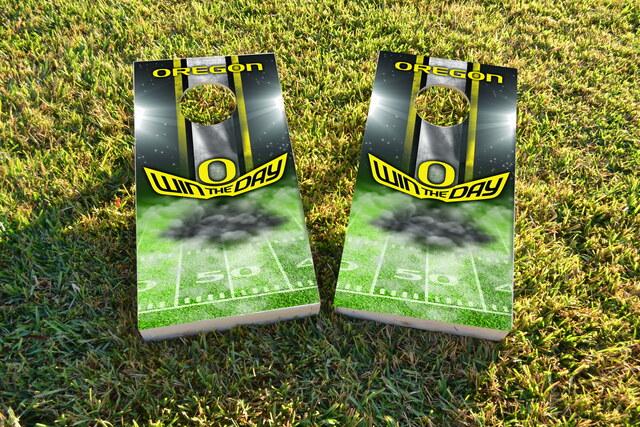 NCAA Field (Oregon Ducks) Themed Custom Cornhole Board Design