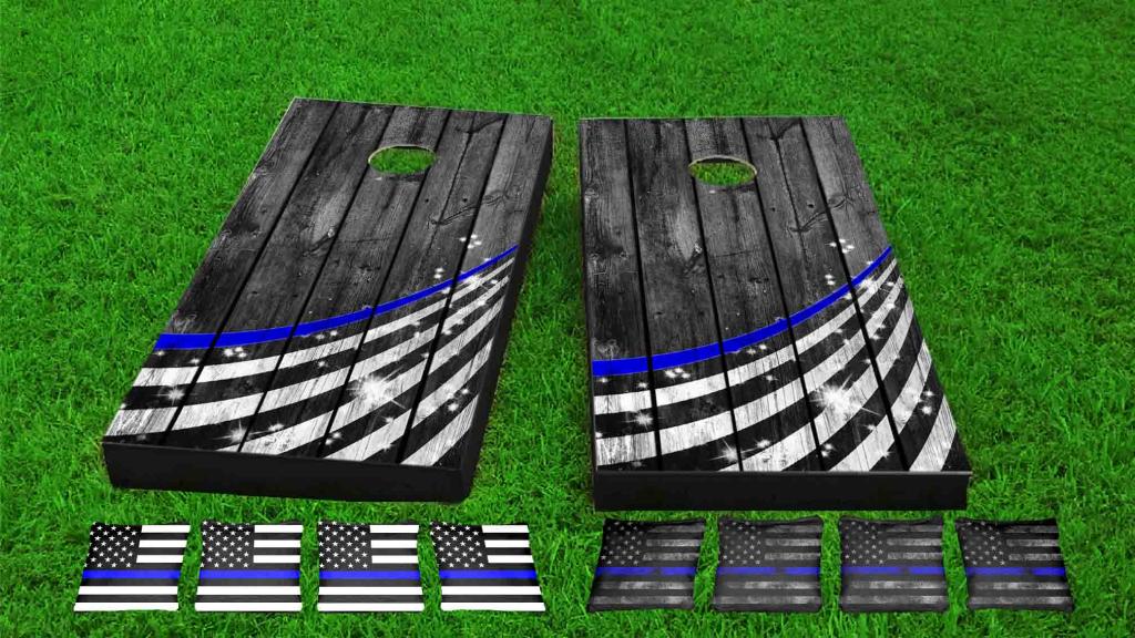 Thin Blue Line Cornhole Set With Custom Logo/Name – Breacher Rustics- Stand  For Something ™