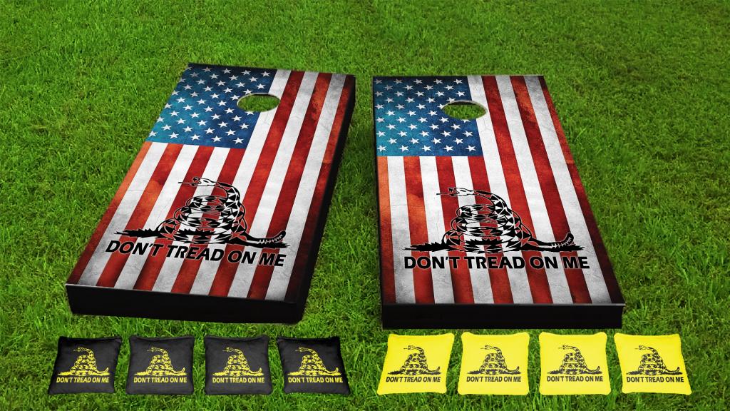 Dont Tread On Me Flags American Grunge Cornhole Wrap Bag Toss Skin Decal Sticker 