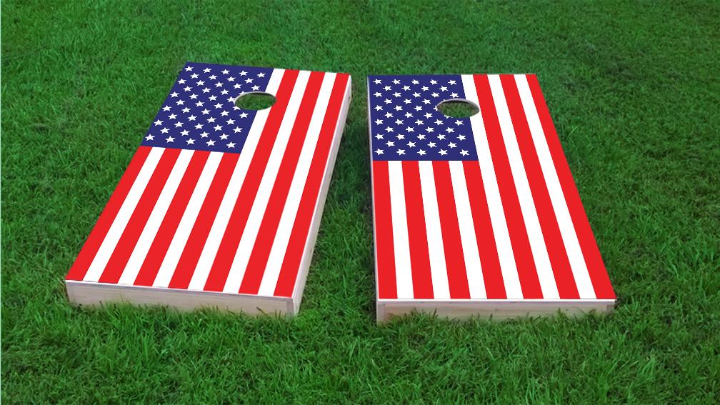 United States of America Flag Themed Custom Cornhole Board Design