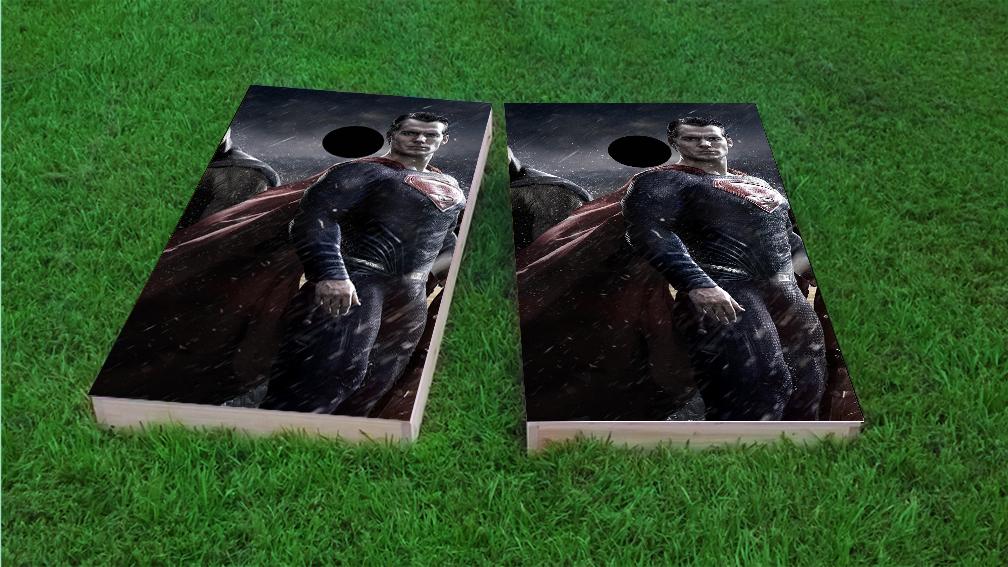 Realistic Superman Themed Custom Cornhole Board Design