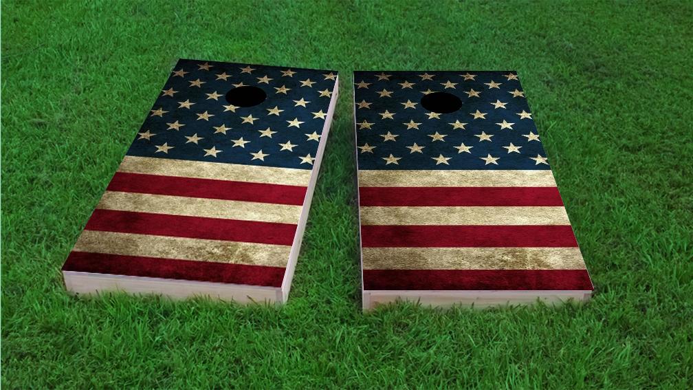 American Flag Themed Custom Cornhole Board Design