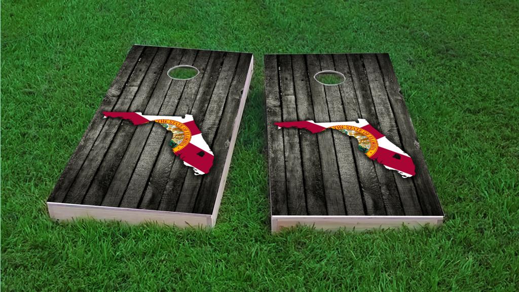 Delaware themed worn / distressed wood slat state flag themed custom cornhole popular board game set