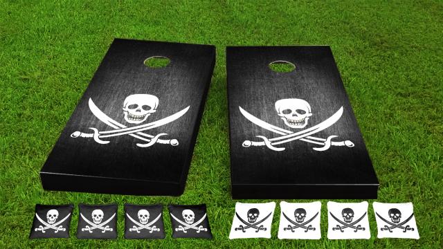 Pirate Ship and Flag Themed Cornhole Boards