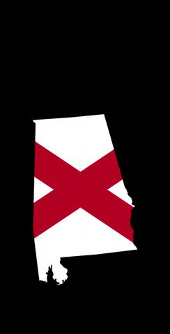Alabama State Flag Outline (Black Background) Themed Custom Cornhole Board Design