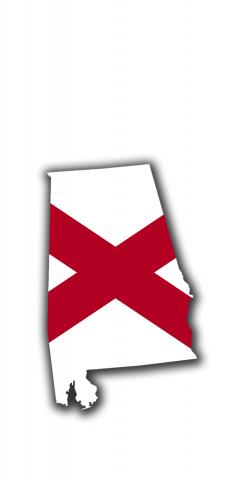 Alabama State Flag Outline (White Background) Themed Custom Cornhole Board Design