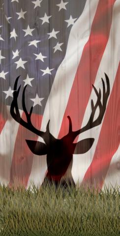 American Flag With Deer Faded Themed Custom Cornhole Board Design