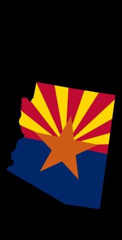 Arizona State Flag Outline (Black Background) Themed Custom Cornhole Board Design