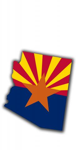 Arizona State Flag Outline (White Background) Themed Custom Cornhole Board Design